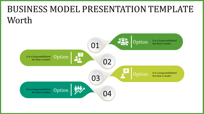 Infographic with four green options connected to numbered circles, each featuring icons and descriptive text.