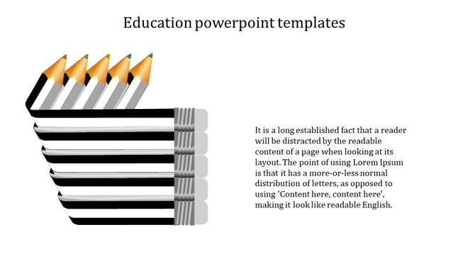 Educational Illustration of pencils forming a stacked visual with erasers and sharpened tips, next to caption areas.