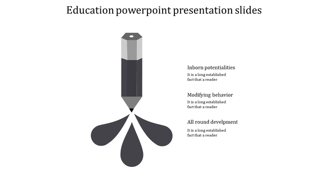 Educational concept diagram with pencil drawing creating three petal-like shapes below, text aligned to right side.