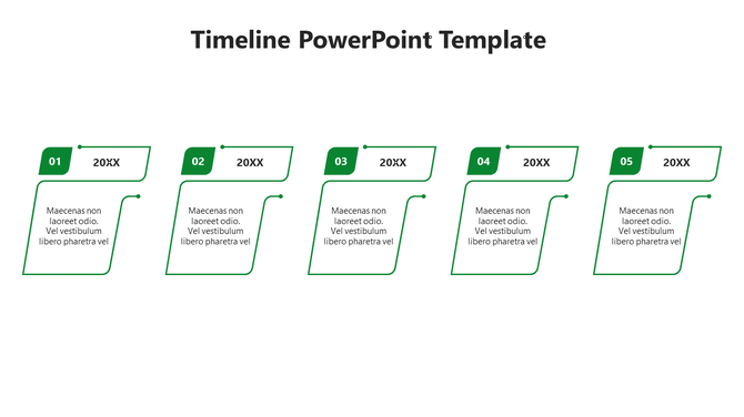 Horizontal timeline with color-coded steps from blue to orange, each linked to text boxes placed in white backdrop.