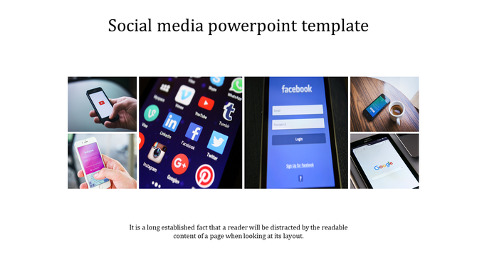 Horizontal layout with four images of mobile phone screens displaying various social media apps, arranged in a row.