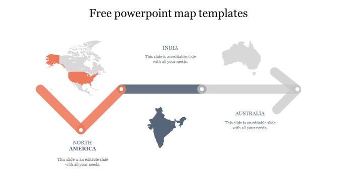 Map featuring North America, India, and Australia with arrows pointing between them, and caption spaces for descriptions.