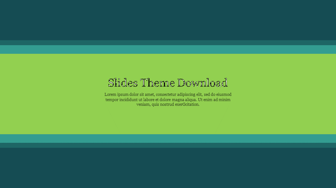 Banner theme slide with green and blue stripes with placeholder text.