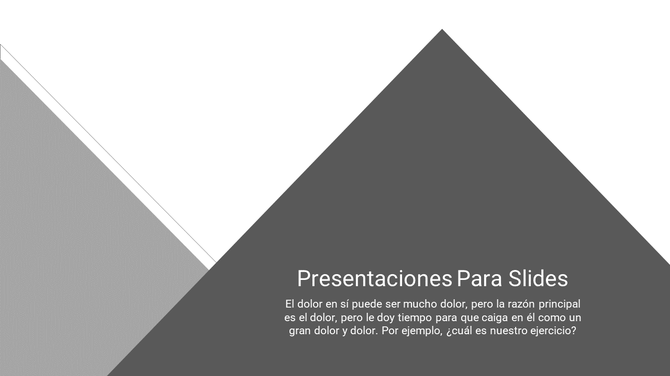 Presentaciones Para Google Slides with a grey and white geometric design, featuring text in Spanish.