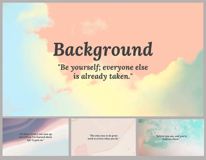 Aesthetic pastel background PPT slides with motivational quotes, featuring a soft gradient and quote at the top.