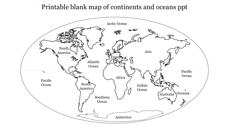 Printable Blank Map Of Continents And Oceans Ppt Template