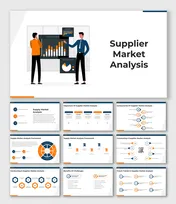 Slide set with frameworks, objectives, and analysis steps using icons, diagrams, and content placeholders.
