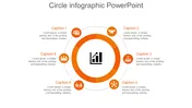 Template featuring an orange circular diagram with six icons representing business concepts arranged around a chart symbol.