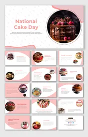 Slide deck celebrating national cake day, showcasing cake varieties, baking techniques, and cultural significance.