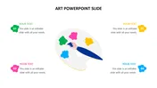PowerPoint slide featuring an artist's palette with colorful splashes of paint and a brush on a white backdrop.