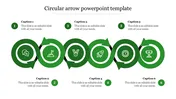 Six green circular arrows forming a cycle, each with an icon symbolizing different stages in a strategy.