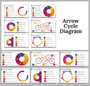 Awesome Growth Arrow With Five Nodes Slide Design Template