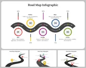 Curved roadmap infographic with five color-coded stages  showing percentages and corresponding emotions.