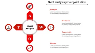 Simple SWOT Analysis PowerPoint With Four Nodes Slide