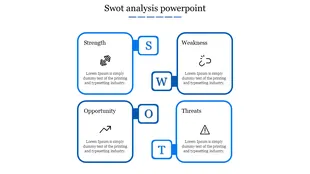 Incredible PowerPoint Slides SWOT Analysis In Blue Color