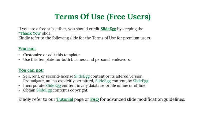 Simple layout with green title, subheadings, and black text,and all is aligned to the left on a white canvas.