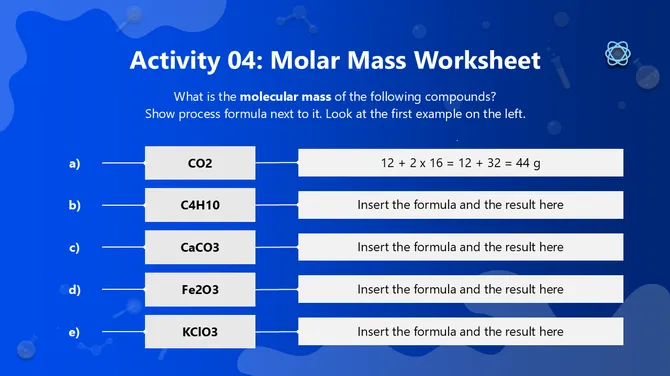 Science Subject Activities For Middle School Molar Mass slide7