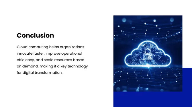 Cloud Computing PowerPoint: Cloud computing ideas with structured layouts that simplify technical concepts. slide11