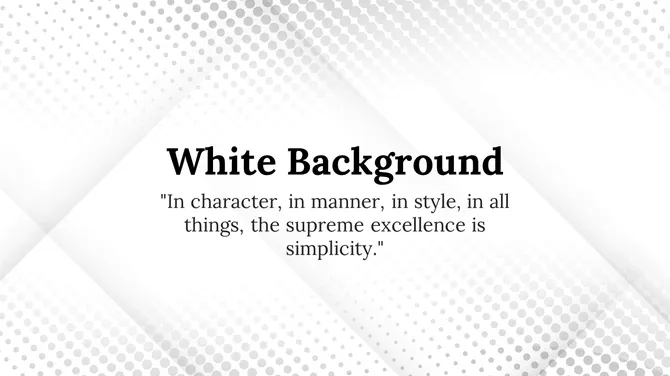 Clean white background with diagonal lines and soft dots dots fading inwards, highlighting a quote in the center.