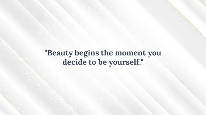 Elegant white background with diagonal stripes and light sparkling details, featuring the quote in black text.