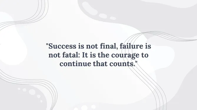 White abstract background with smooth flowing curves, featuring the inspirational quote in a clean, dark font.