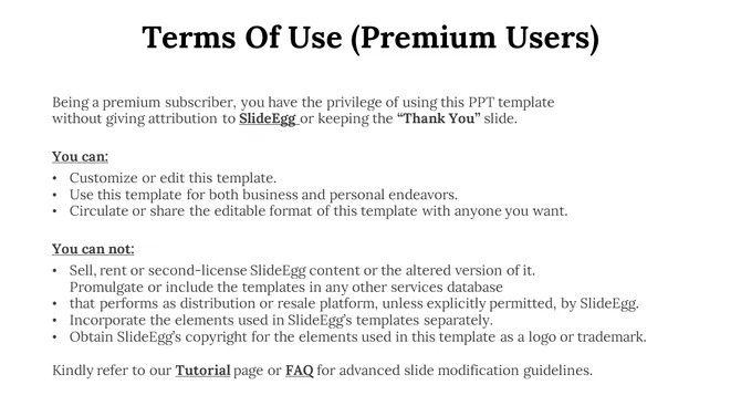 Slide displays a centered black title with two black bullet point lists underneath, all on a clean white background.
