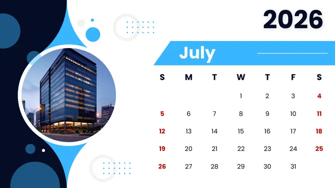 2026 Calendar Printable PowerPoint slide 9