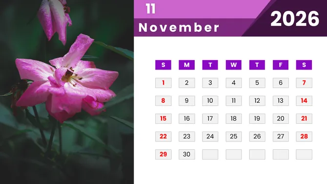 2026 Calendar PowerPoint slide 13