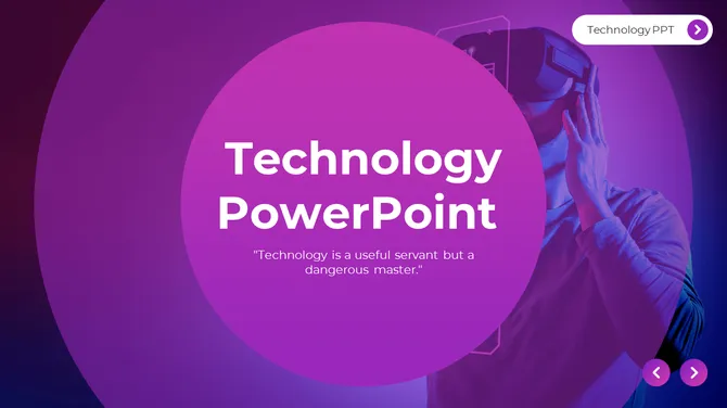 Technology slide deck featuring AI, IoT, blockchain, augmented reality, cybersecurity, and big data concepts.