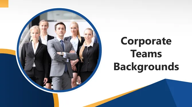 Corporate team background with professional business group in formal attire, modern layout, and clean design elements.