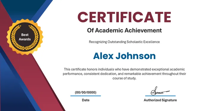 Academic Achievement Certificate slide2