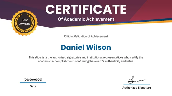 Academic Achievement Certificate slide6