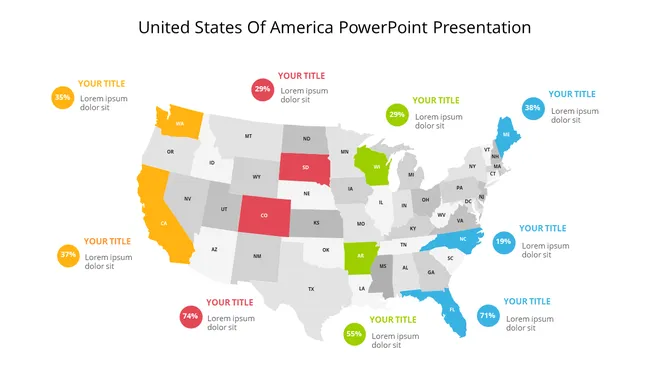 Mapa De Los Estados Unidos En Power Point Printable PowerPoint® Map