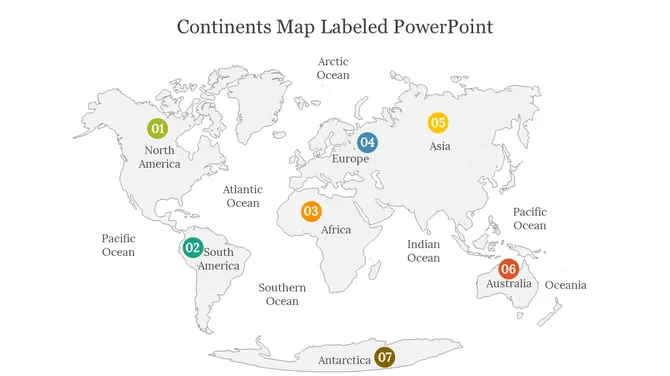 Continents Map Labeled PowerPoint slide3