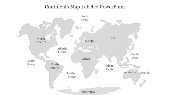 Continents Map Labeled PowerPoint slide4