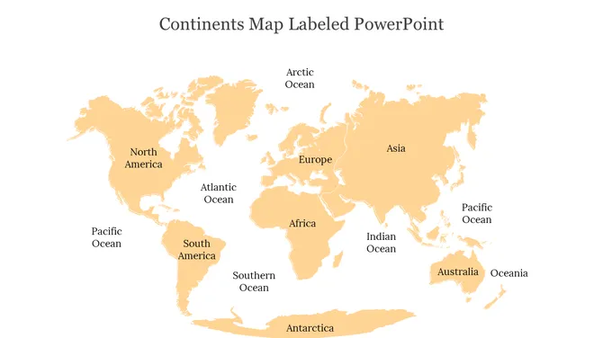 Continents Map Labeled PowerPoint slide8