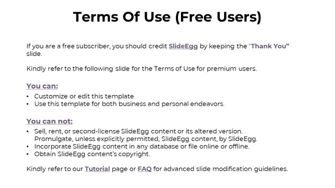 Clean white background with large black title, structured text below splitting free user permissions and restrictions.