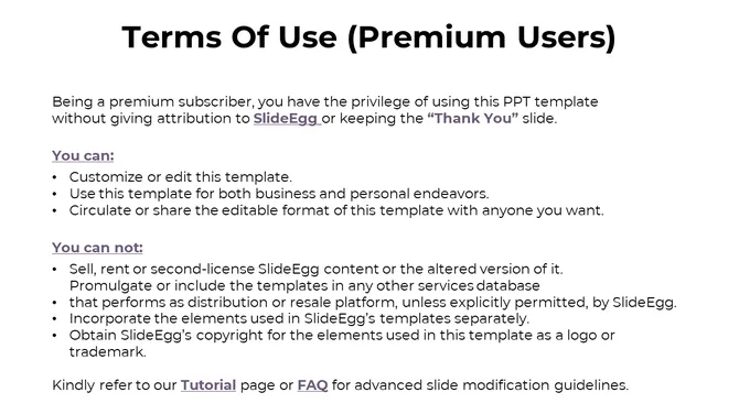 White slide featuring bold black title, usage permission text in two sections, and a closing note in smaller font.